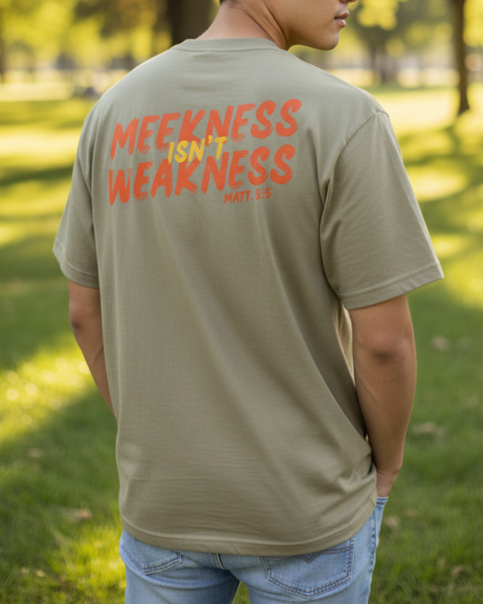 "Meekness Isn't Weakness" Premium Comfort Color Tee | Khaki